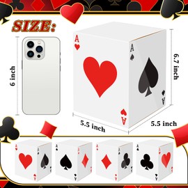 Zhanmai 12 Pcs Casino Favor Boxes 6.7 x 5.5 x 5.5 Inch Paper Poker Boxes Casino Table Decorations for Las Vegas Game Night Birthday Party Themed Centerpieces Decorations