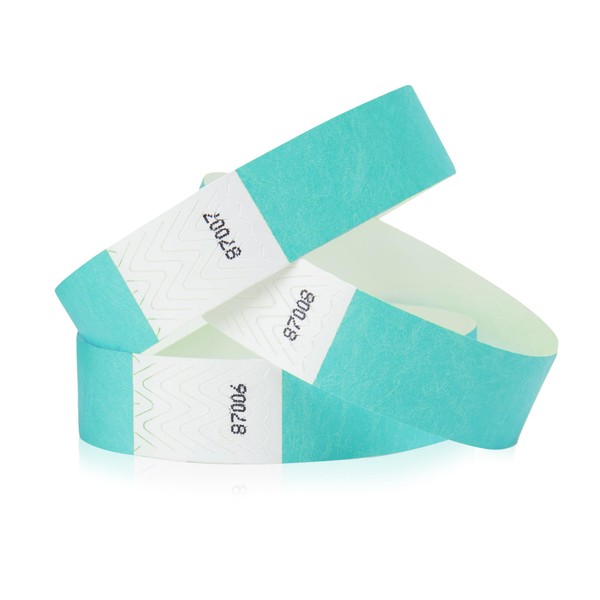 WristCo Aqua 3/4" Tyvek Wristbands - 200 Pack Paper Wristbands