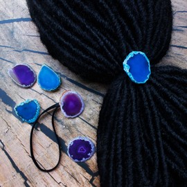 2 Pieces Dreadlock Hair Tie extra long Elastic Hair Tie Loc Ponytail Holder Dreadlock Accessories for Women & Men with Thick Curly Hair (Blue & Purple)