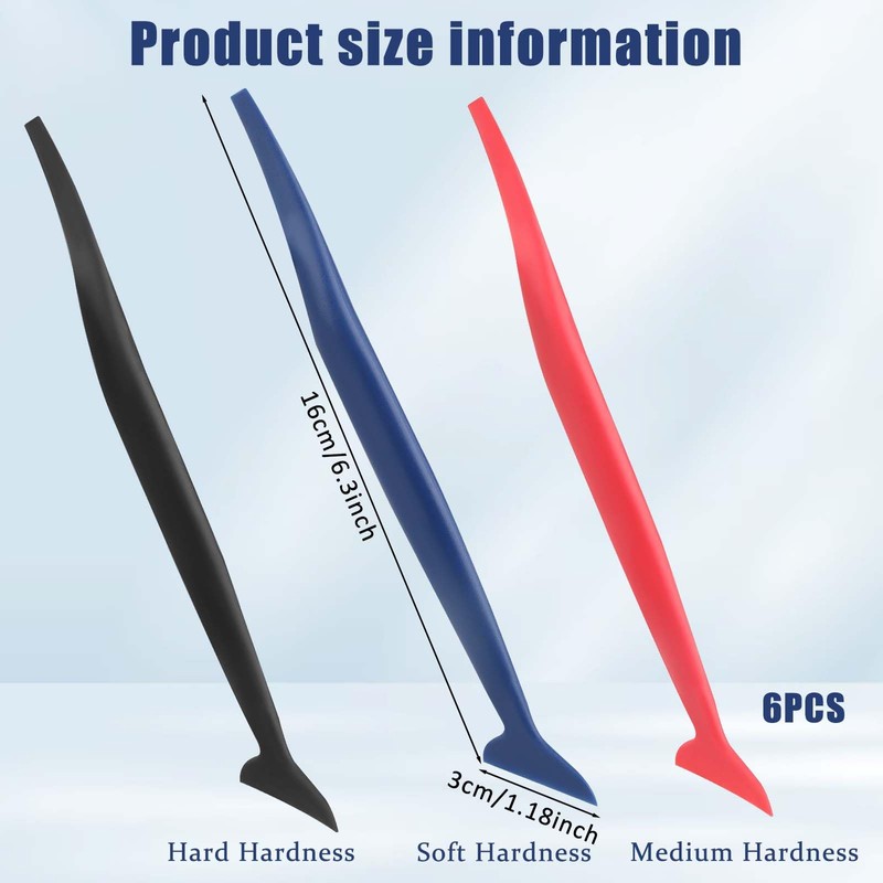 Bewudy 6 Pcs Car Micro Squeegee Curves Slot Tint Tool