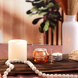 LAMORGIFT 24 Pcs Fall Tealight Candle Holders- Mercury Votive Candle Holders for Burnt OrangeTable Decorations, Terracotta Decor Glass Votives for Fall Party Boho Wedding Table Centerpieces