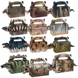 24PCS Dinosaur Party Favor Box Dino Theme Birthday Party Favor Boxes for Dinosaur Park World Parties Supplies Treat Bags Boxes for Kids Dino Theme Birthday Presents Decorations, Serves 24 Guests