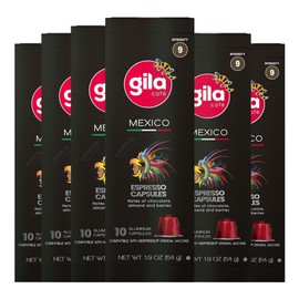GILA Café Mexico Aluminum Coffee Capsules – Dark Roast Espresso Pods Compatible with Nespresso Original Machines – 100% Mexican Arabica Coffee, Chocolate & Nut Flavor Notes, 60 Count