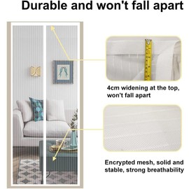 TQFlow Durable Magnetic Screen Door, Bottom Weighted Door Mesh Screen with Magnet Fit Door Size 36 x 96 Inch, Strong Magnetic Screen Door for Single Door, Actual Screen Size 38x97 Inch(White)