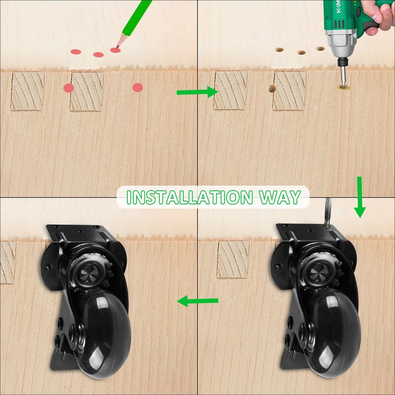 MALLLALA Set of 4 Caster Wheels, 2 inch L-Shaped Bracket