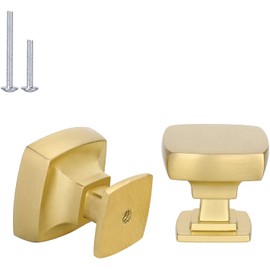Haliwu 30 Pack Cabinet Knobs Gold Dresser Drawer Knobs, Brushed Gold Pulls Square Kitchen Cabinet Hardware Knobs