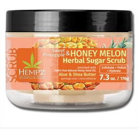 Hempz- Exfoliante corporal de azúcar HEMPZ Exfoliante totalmente natural con manteca de karité, azúcar y sal - Para mujeres, hombres y niños