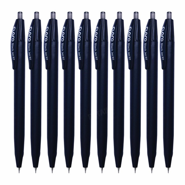 CLARO Black Jet RT Retractable Ballpoint Pens, BLACK, Fine Point
