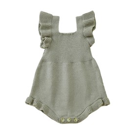 Bkixhv Newborn Baby Girl Sweater Romper Knitted Ruffle Sleeve Bodysuit Jumpsuit Toddler Cute Summer Clothes