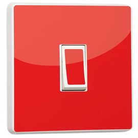 stika.co Pack of 2 Plain Red Single Light Switch Sticker Vinyl Cover Skin Decal Home Decorative Accessories