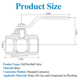 WiseWater 1" Full Port Brass Ball Valve, 1 Inch Female Threaded NPT Ball Valve with 1/4 Turn Blue Handle, 600 WOG Brass Ball Valve, Brass Plumbing Fitting, UPC Certified, 1 Pack