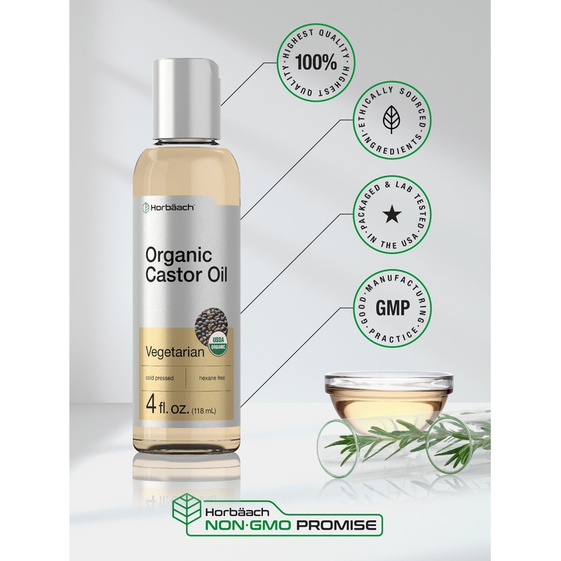 Organic Castor Oil | Cold Pressed & Hexane Free |