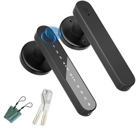 IKOED Fingerprint Door Lock,Smart Door knob,biometric Door Lock,with passcode keypad Fobs keyless Entry Door Handle，for Bedroom Home Hotel Office Apartment (Black)