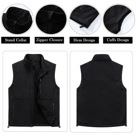 Msmsse Men's Softshell Lightweight Vest Outerwear Puffer Windproof Sleeveless Jacket for Running Fishing Black S
