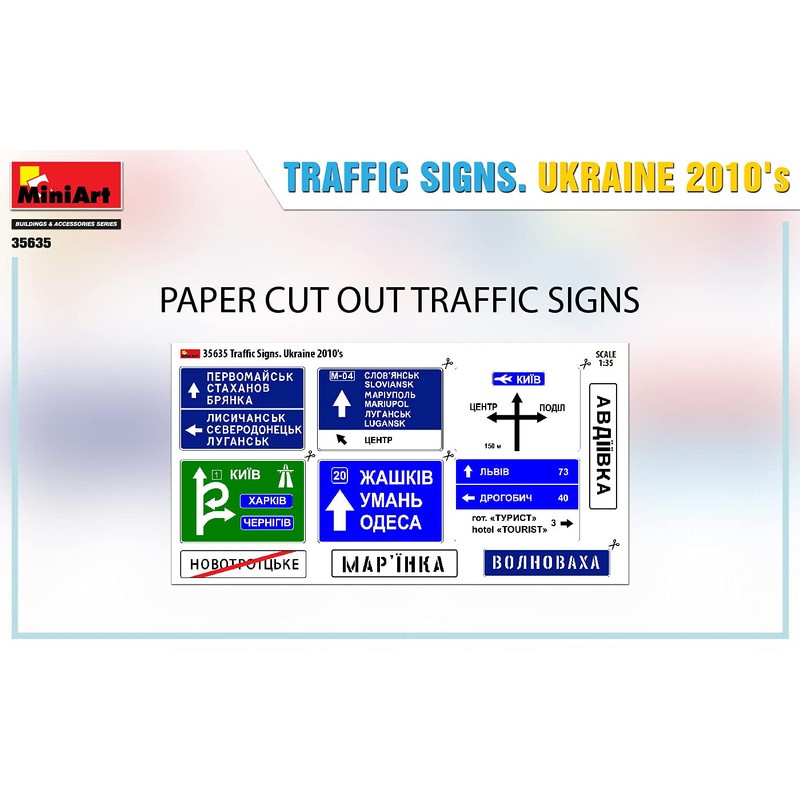 Miniart MIN35635 1:35-Traffic Signs Ukraine 2010's, Various