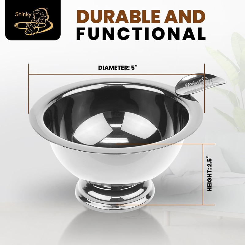 Stinky Cigar Personal Size Ashtray, Stainless Steel - Compact, Durable