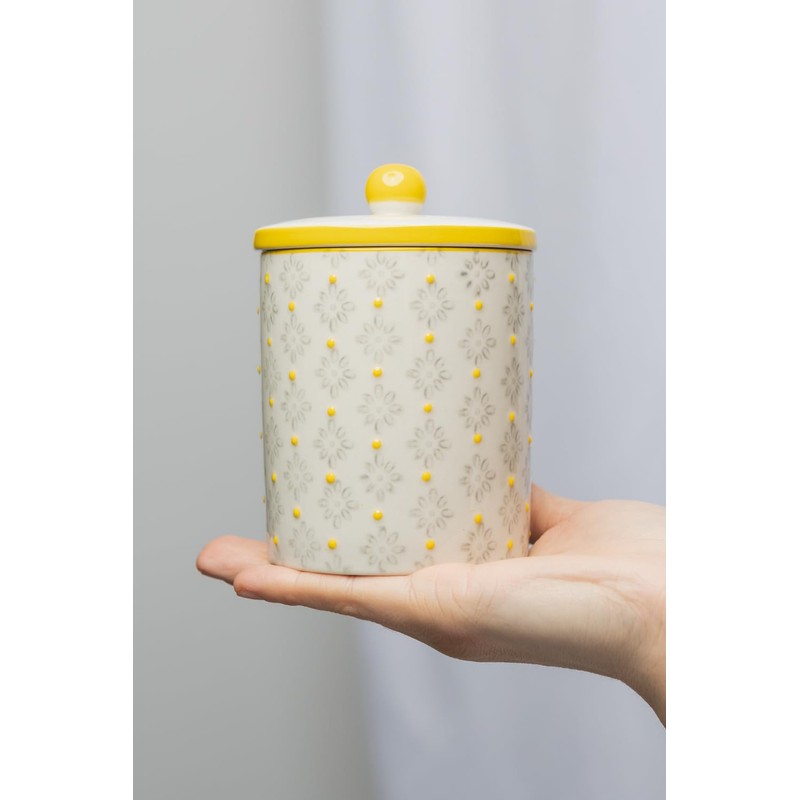 Tranquillo Storage Tin with Lid Hand Printed Ceramic Traditional 8