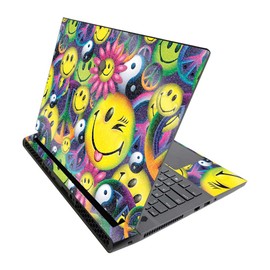 MightySkins Glossy Glitter Skin for Alienware M17 R3 (2020) & M17 R4 (2021) - Peace Smile | Durable High-Gloss Glitter Finish | Easy to Apply and Change Style | Made in The USA