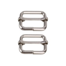 Trimming Shop 50mm Triglide Slider Buckle Metal Adjustable Durable Lightweight Slide Buckle for Webbing Straps, Backpack, Fasteners Strap, Pet Collars and Bag Accessories, Silver, 2pcs