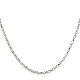 GlittersandGold Sterling Silver 2.5mm Oval Fancy Rolo Chain Necklace