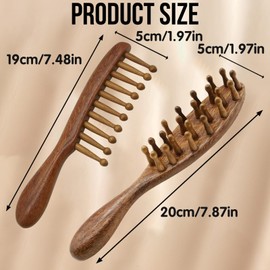 2Pcs Loc Brush for Dreads, Golden Sandalwood Lock Brush with Wide Teeth for Scalp Massage, Gentle Detangling on Hair, Comfort Grip Handle for Fatigue Relief