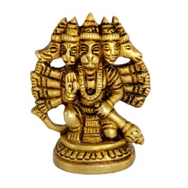 eSplanade Brass Panchmukhi Hanuman Anjaneya Pavan Putra Bajrangbali Idol Murti Moorti Statue (2.5 Inch)