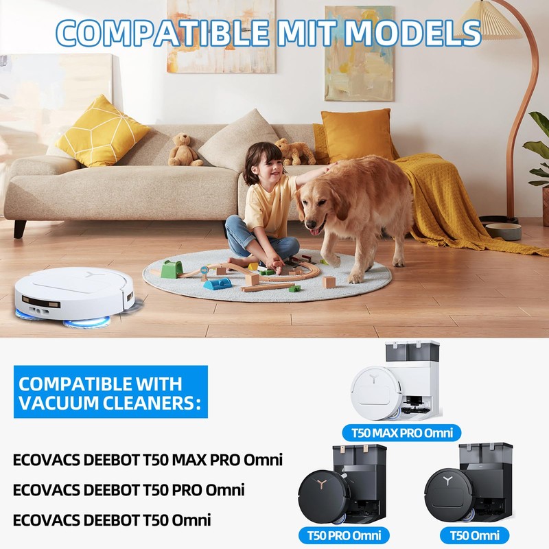 25 Pack Accessories for ECOVACS DEEBOT T50 PRO/T50 MAX/T50 Omni