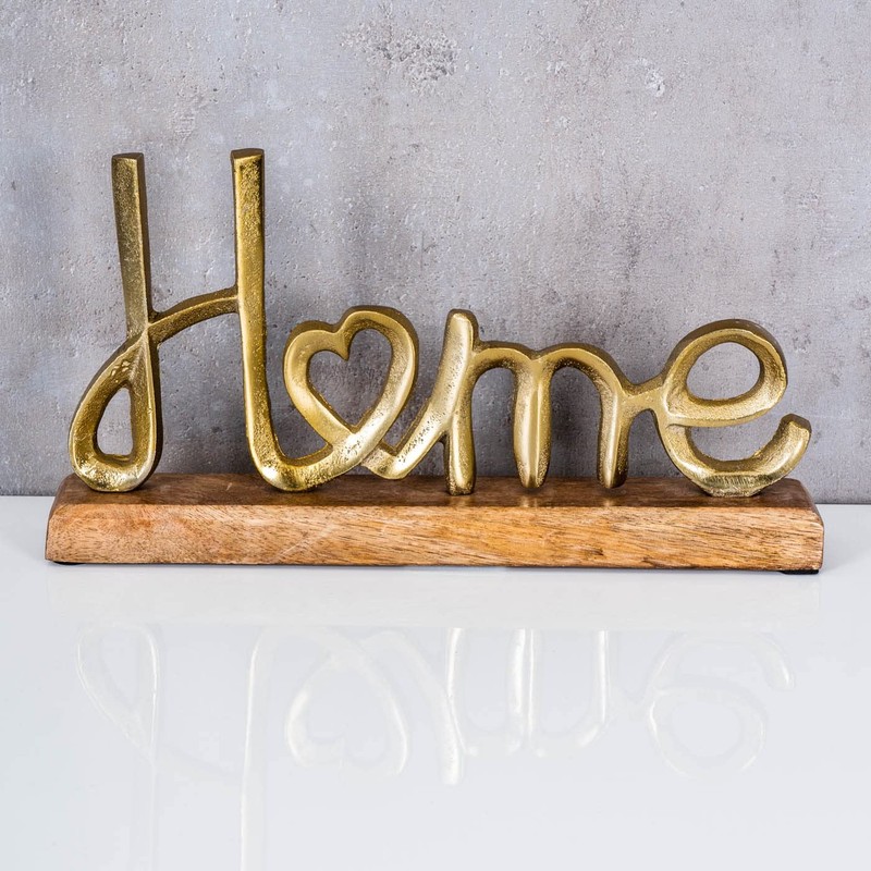 levandeo Home Stand Lettering Height 17 cm Metal Gold Wood