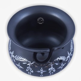 Hind Handicrafts Premium Solid Handmade Silver Engraved Metallic Finish Aluminium Portable Yarn Storage Bowl - Holder for Knitting Crochet Hook Accessories (Matte Black, 6" x 6" x 4")