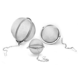 Mayata 3pcs Stainless steel fine mesh seasoning ball kitchen soup spice stew filter kitchen tool metal tea bag tea ball (3pcs Round Shape),Silver,5cm/6cm/7cm