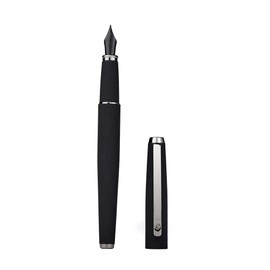 Matte Black Fountain Pen Medium Nib, Warrior Series, Classic Design with Converter and Metal Pen Box by Hongdian