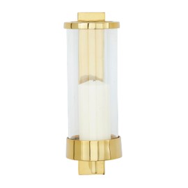 Deco 79 Aluminum Metal Single Candle Wall Sconce, 5" x 7" x 16", Gold