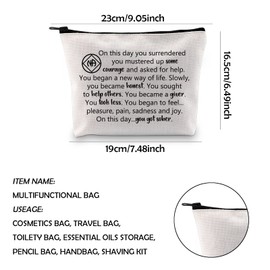 WCGXKO AA Gift NA Gift Addiction Recovery Sobriety Anniversary Zipper Pouch Makeup Bag for Step Sisters Sober Woman (got sober NA)