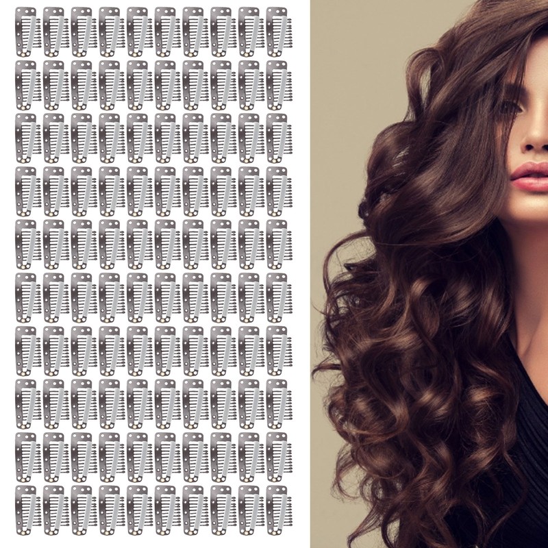 100pcs 10 Teeth Wig Clip Stainless Steel DIY Hairpiece Snap