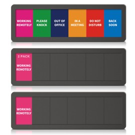 2PK Office Door Signs 6 Options Do Not Disturb, Please Knock, In A Meeting, Out Of Office, Working Remotely Back Soon Privacy Slider Sign for Meeting & Conference Room