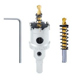 Luomorgo 1-3/16" 30mm TCT Carbide Hole Saw Tungsten Carbide Tipped Hole Cutter with 2 Pcs Titanium-Plated Pilot Drill Bit for Metal Iron Steel Wood Plastic