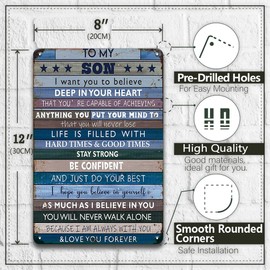 To My Son Metal Sign Boys Room Wall Decor from Mom Dad Son Gifts Family Home Decor for Boys Room Bedroom Birthday Christmas Gifts for Son Wall Art Gifts for Boys Living Room 8 x 12 Inches