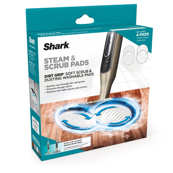 Shark, Grey XKITP7000D Soft 2 Steam & Scrub Dirt Grip Dusting Washable Pads