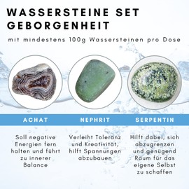 Lapis Vitalis Waterstone Mixture of Security, 100 g, Energy Stones Set in an Elegant Metal Gift Box, Decorative Raw Stones, Stone Mix of Agate, Nephrite and Serpentine