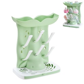 PandaEar Baby Bottle Drying Rack, Countertop Vertical Rack Detachable Travel Bottle Rack, Space Saving Standing Drying Rack for Baby Accessories Green
