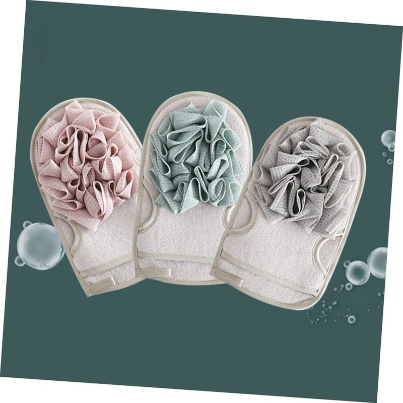 BIUDECO 3pcs Double-sided Brush Exfoliating Bath Gloves Body Scrubber Bubble