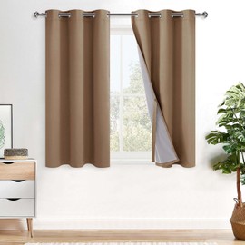 XWZO - Cortinas opacas con sombreado completo de 45 pulgadas de largo, con anillo de bloqueo de calor y luz, con forro negro para recámara, cosido