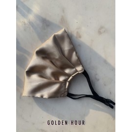GOLDEN HOUR Silk Satin Face Mask | Sensitive Skin Face Mask | Hypoallergenic Face Mask | Adjustable Face Mask | Silk Face Mask Washable UK (Set of 3, Champagne)
