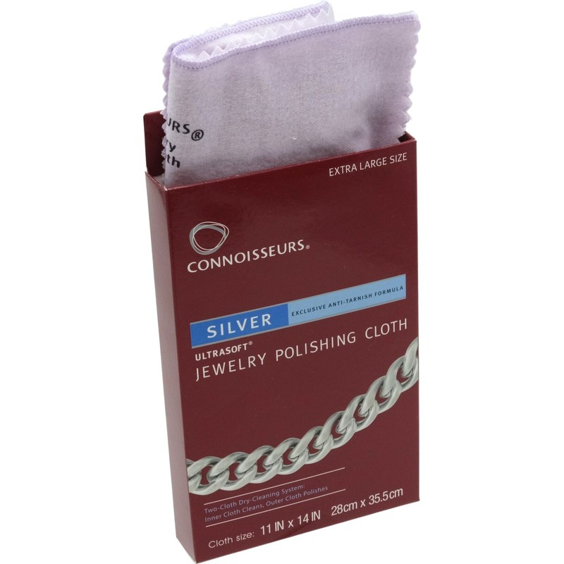 Connoisseurs Silver Jewelry Polishing Cloth Cleaner 11" x 14"