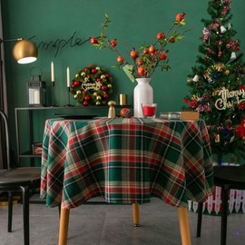 Christmas Check Tablecloth Tablecloth Emotional Camping Home Party Table Cover, Green Check Green Check_ Large (200X140) Large (200X140) / 크리스마스 체크 테이블보 식탁보 감성 캠핑 홈파티 식탁 커버 ,  그린체크 그린체크_ 대형(200X140) 대형(200X140)