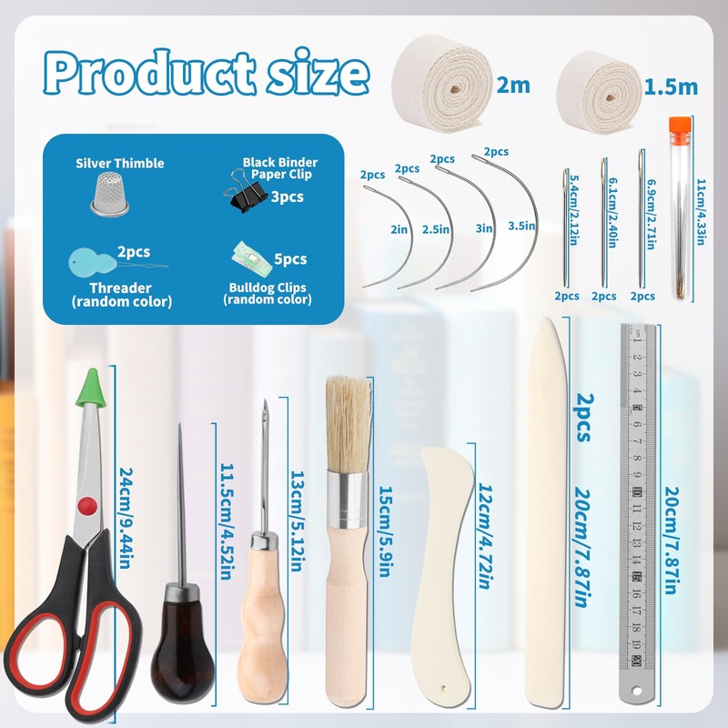 Axmru 41 Pcs Book Binding Kits Bookbinding Tools Book Binding