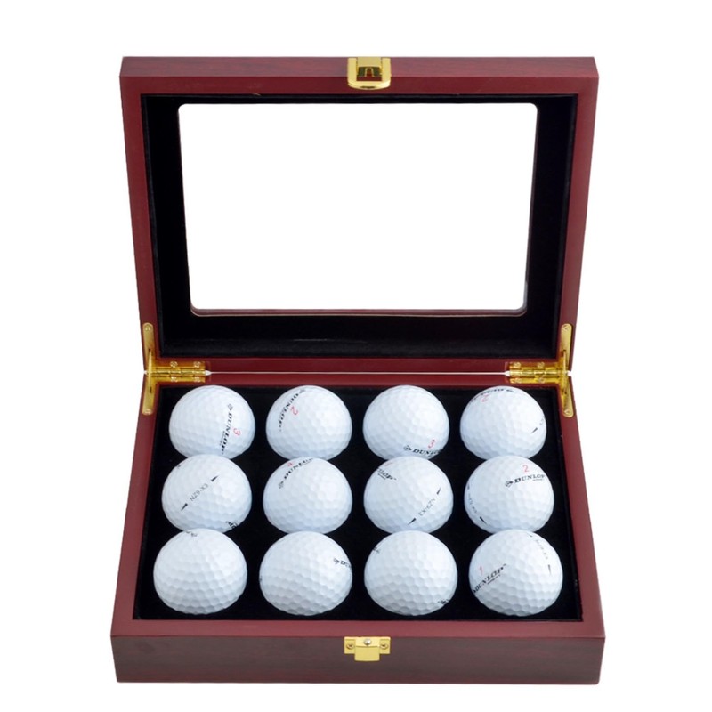 COZENTA Golf Ball Display Collection Case Showcase Storage Box Wood