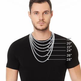 Fiusem 5mm Silver Colored Chains for Men, Silver Plated Mens Chain Cuban Link Chain Necklace for Men and Women, Stainless Steel Mens Necklaces 18 Inch