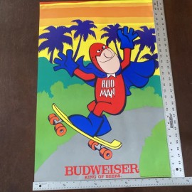Budweiser Vintage Budweiser Beer Bud Man Poster 1976 King Of Beers 20” x 30” Great Cond.
