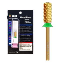 MagiBling Crystal Top Small Barrel 3/32'' Safety Tungsten Nail Drill Bits, Cross Cut teeth, Remove Gel fast, Left Right handed, Suitable for Manicure Pedicure Cuticle Gel Polishing, Grit: Coarse.